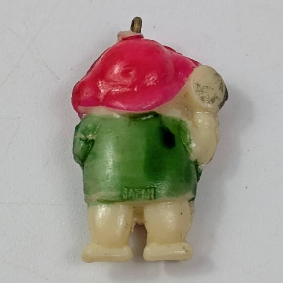 Vintage Japanese Ebisu God of Fortune Celluloid Charm Red Hat Fish Figure - Picture 2 of 3